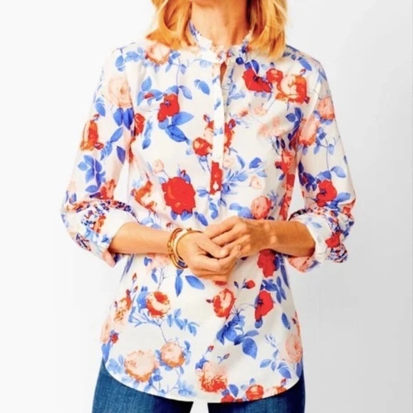 Talbots Tops - Talbots Ruffle Floral Popover Blouse size 1X petite